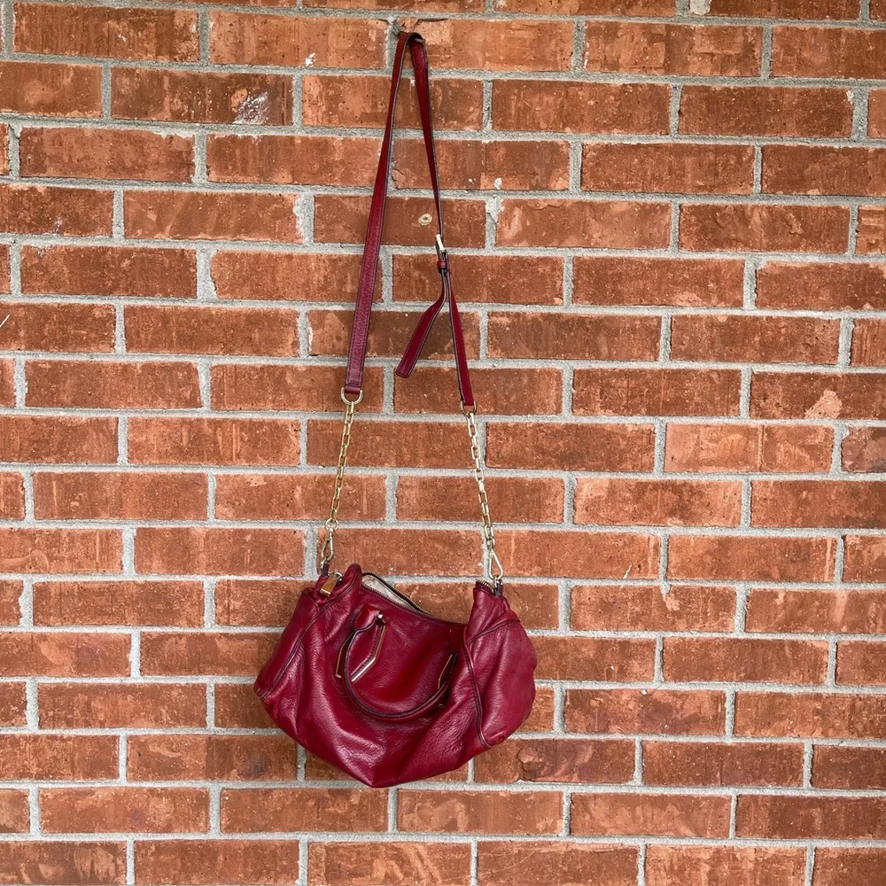 3/$12 Burgundy Michael Kors Leather Purse with Gold Hardware - Used - Picture 6 of 13